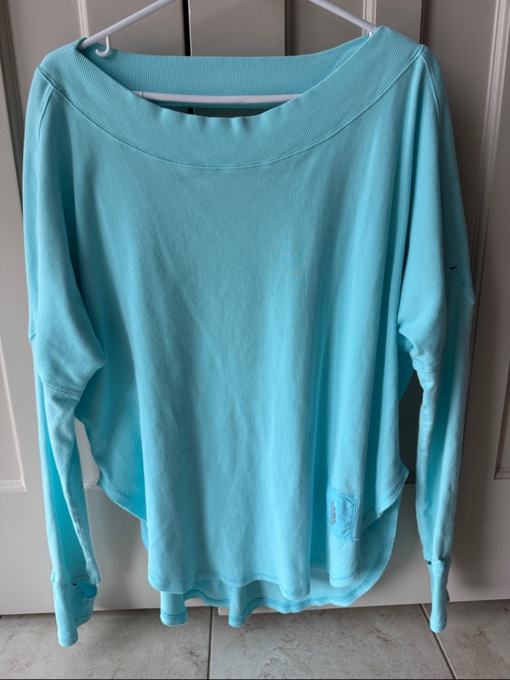 FP Movement Turquoise Boatneck Long-Sleeve Top - open back - size s LIKE NEW